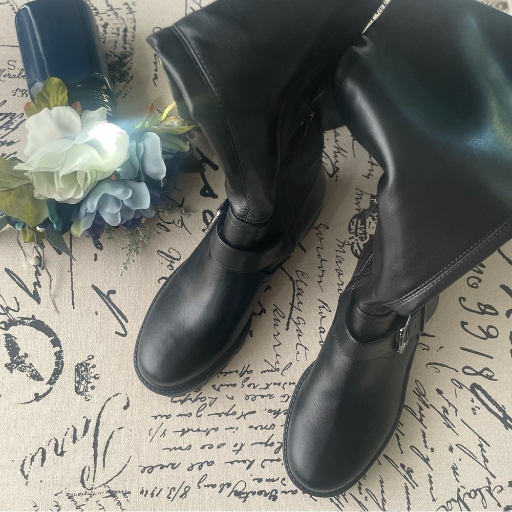 NWOT Nine West Nans Faux Leather Over-The-Knee OTK Pull-On Lug Sole Boot 7.5 - Picture 6 of 12